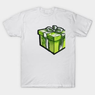 Vibrant Green Gift Box Illustration No. 1017 T-Shirt